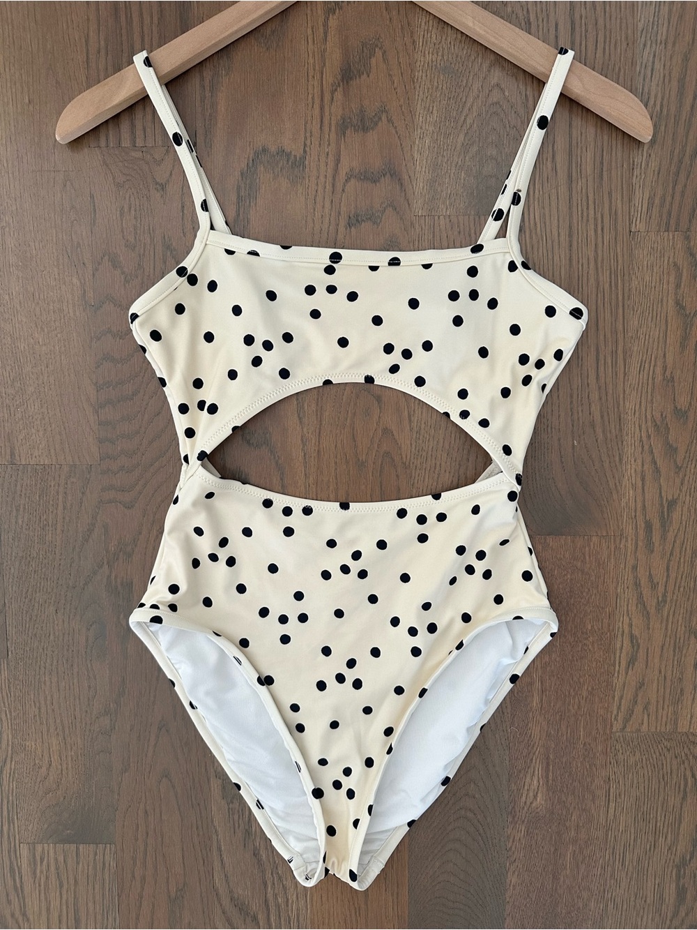 Madewell Second Wave Cutout One-Piece Swimsuit in Pearl Ivory Dot Toss Small